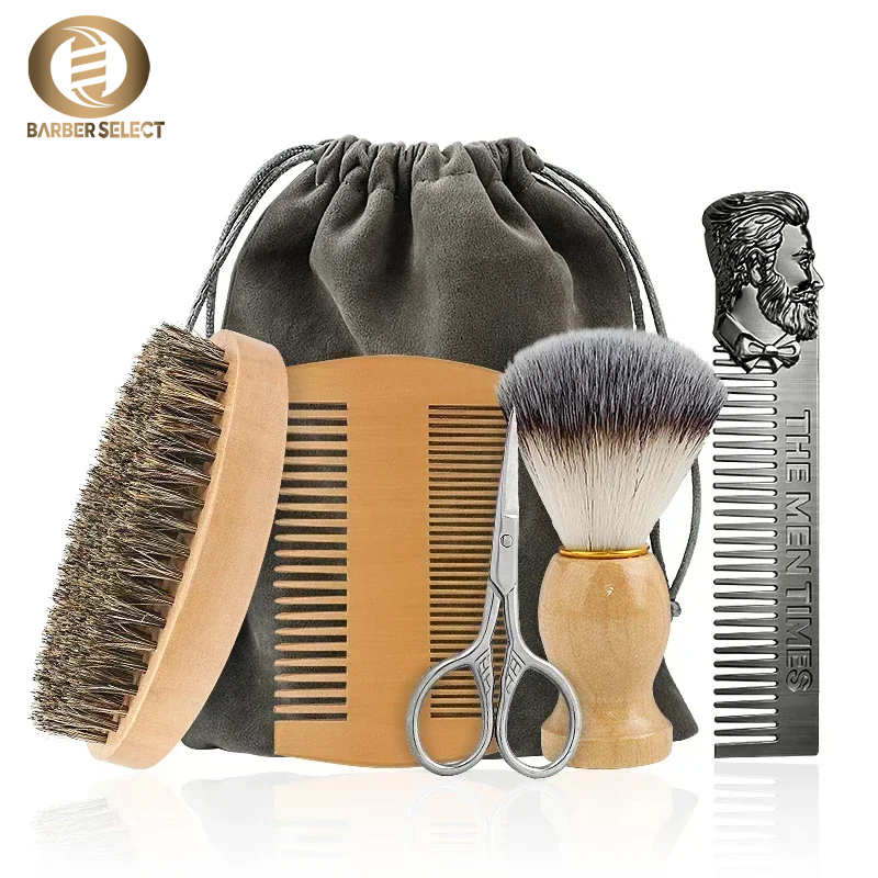 Men'S Grooming Bag - Varkenshaar Houten Baard Borstel Kits Met