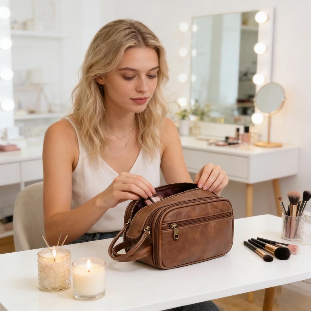 Men'S Grooming Bag - Reistas voor make-up van kunstleer, waterafstotende