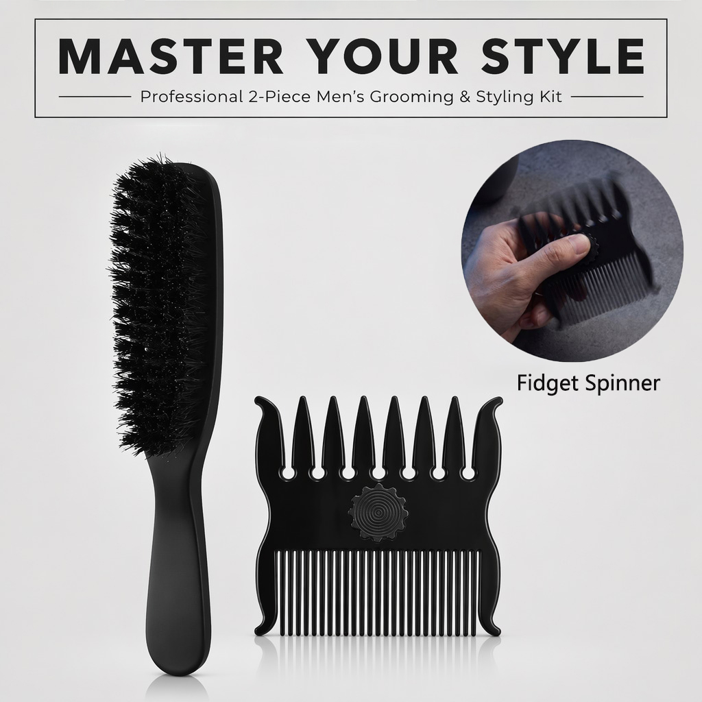 Men'S Grooming Hairstyles - 1/2-delige set kapselkam 360 ° Draaibare