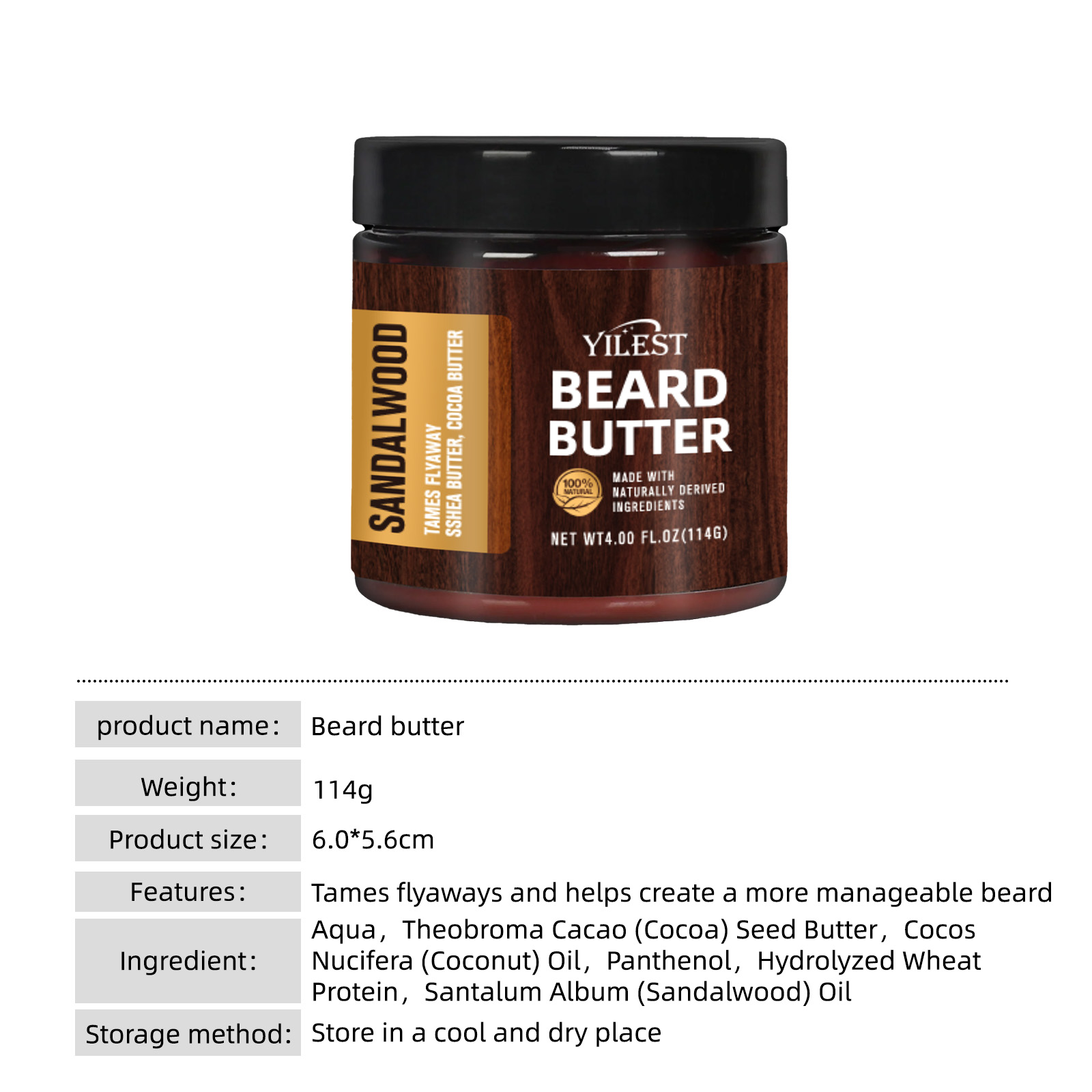 Aftershave Balm Mens - 114g Sandelhout Baardboter voor Mannen Natuurlijke