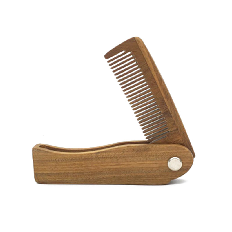 Men'S Grooming Hairstyles - Opvouwbare groene sandelhout baard- en haarkam